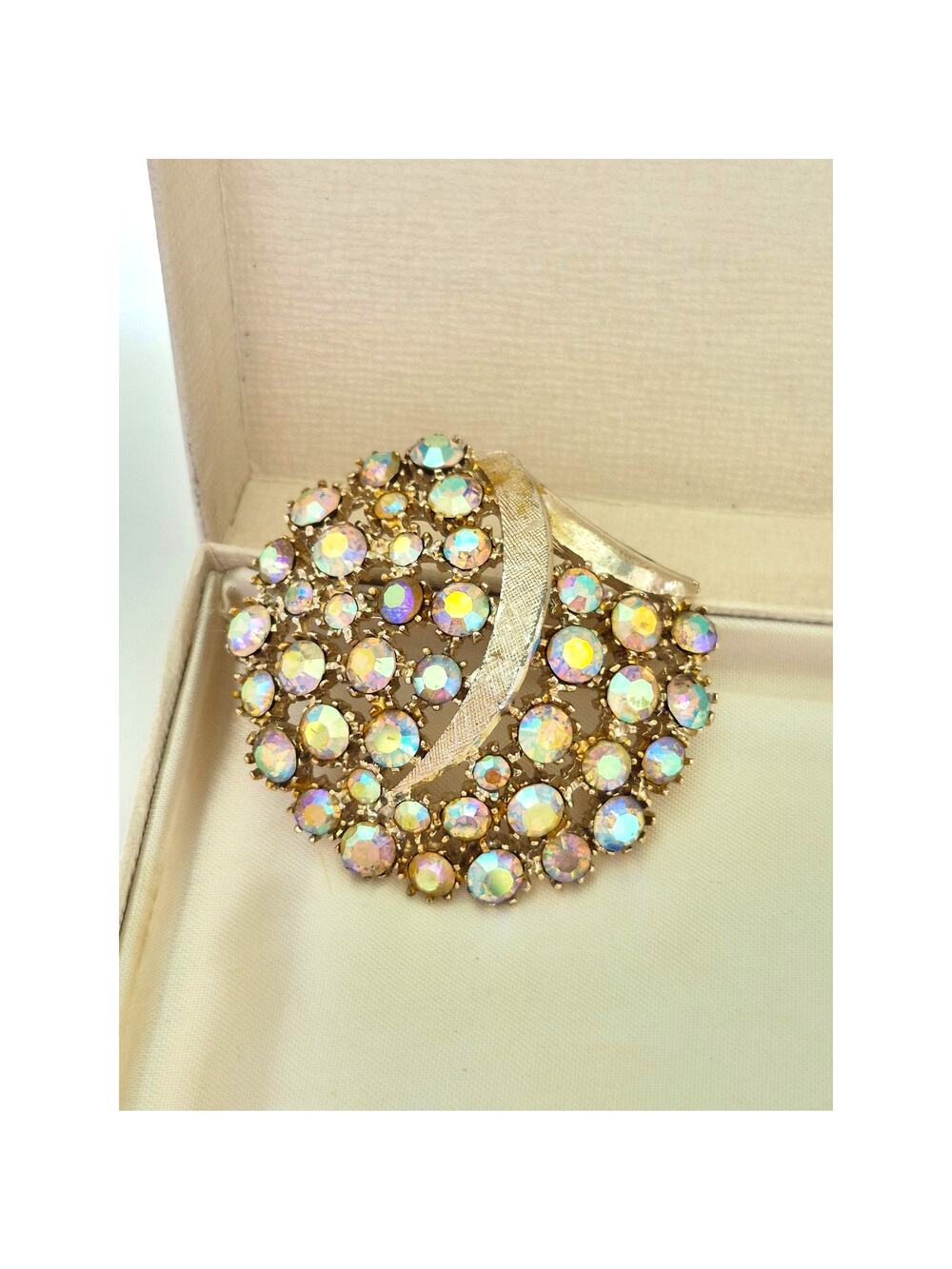 Vintage Rhinestone MCM Signed ART AB Rhinestone Brooch